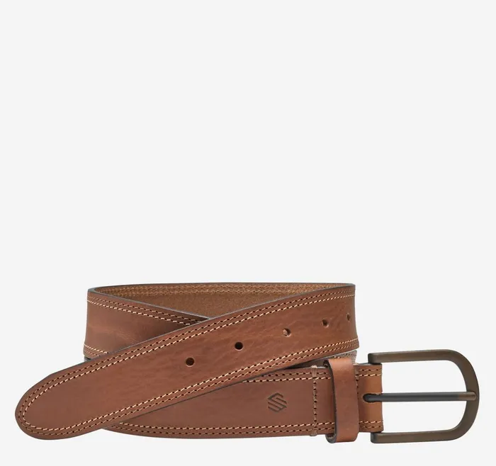 Johnston and Murphy Double Contrast Stitched Belt Tan Men Belts