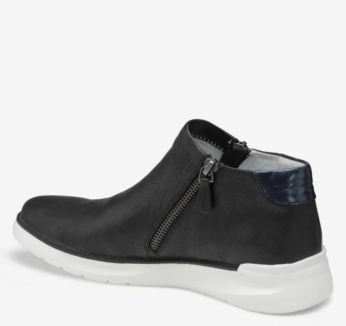 Johnston and Murphy Emery Zip Bootie Black Italian Washed Sheepskin Women Boots and Booties Johnston and Murphy Emery Zip Bootie Black Italian Washed Sheepskin Women Boots and Booties