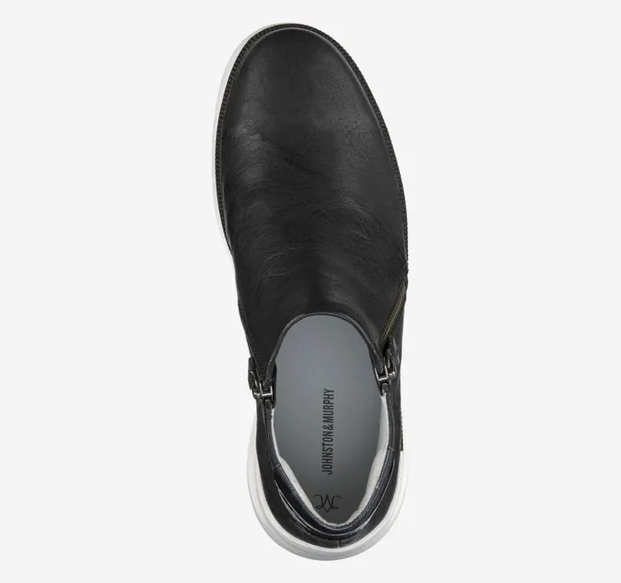 Johnston and Murphy Emery Zip Bootie Black Italian Washed Sheepskin Women Boots and Booties Johnston and Murphy Emery Zip Bootie Black Italian Washed Sheepskin Women Boots and Booties