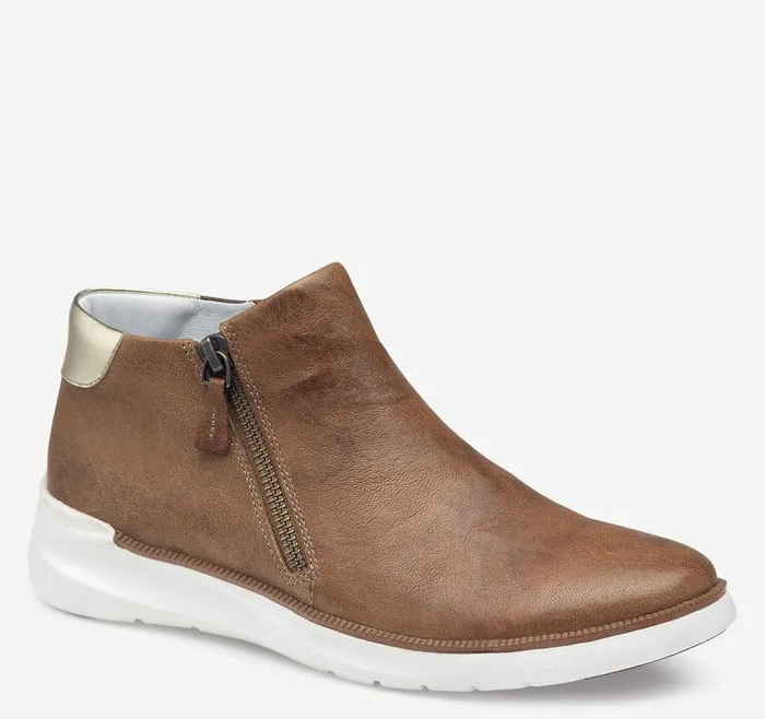 Johnston and Murphy Emery Zip Bootie Cognac Italian Washed Sheepskin Women Boots and Booties Johnston and Murphy Emery Zip Bootie Cognac Italian Washed Sheepskin Women Boots and Booties