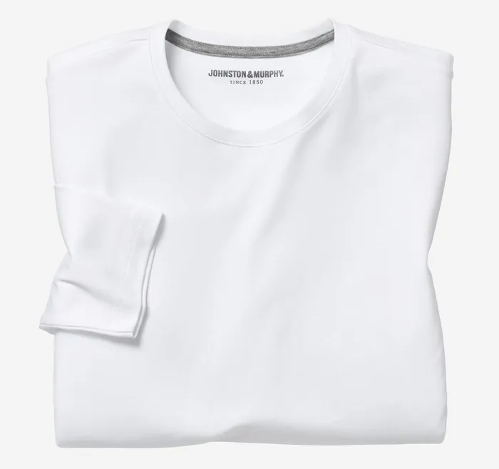Johnston and Murphy Essential LongSleeve Tee White Men Polos and Tees