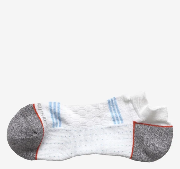 Johnston and Murphy First In Comfort Ankle Socks White Sport Stripe Men Socks