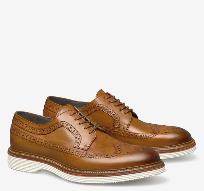 Johnston and Murphy Jenson Longwing Tan Italian Calfskin Men LaceUps