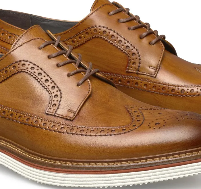 Johnston and Murphy Jenson Longwing Tan Italian Calfskin Men LaceUps Johnston and Murphy Jenson Longwing Tan Italian Calfskin Men LaceUps