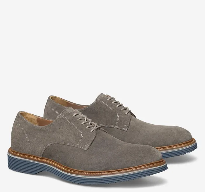 Johnston and Murphy Jenson Plain Toe Gray Italian Suede Men LaceUps