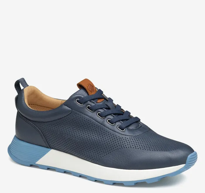 Johnston and Murphy Kinnon Perfed Jogger Navy Full Grain Men SlipOns