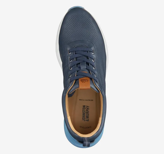 Johnston and Murphy Kinnon Perfed Jogger Navy Full Grain Men SlipOns Johnston and Murphy Kinnon Perfed Jogger Navy Full Grain Men SlipOns