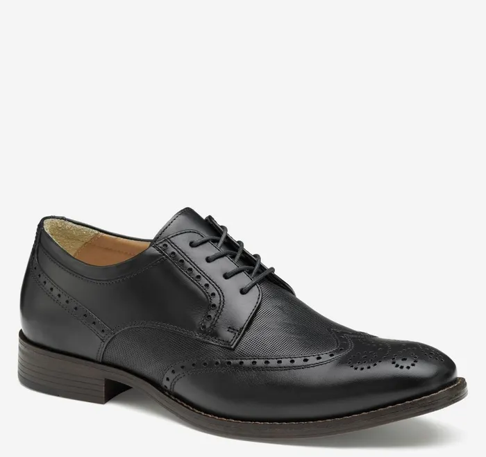 Johnston and Murphy Lewis Embossed Wingtip Black Full Grain Men Dress Classics Johnston and Murphy Lewis Embossed Wingtip Black Full Grain Men Dress Classics