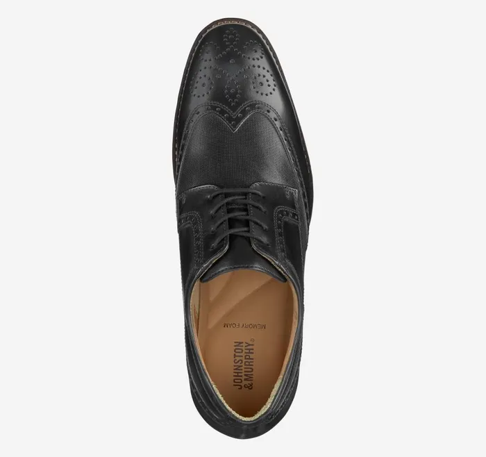 Johnston and Murphy Lewis Embossed Wingtip Black Full Grain Men Dress Classics Johnston and Murphy Lewis Embossed Wingtip Black Full Grain Men Dress Classics