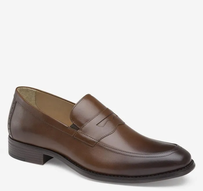 Johnston and Murphy Lewis Penny Tan Full Grain Men SlipOns