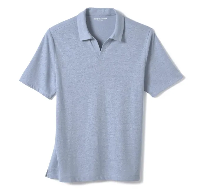 Johnston and Murphy LinenBlend VNeck Polo Light Blue Men Polos and Tees Johnston and Murphy LinenBlend VNeck Polo Light Blue Men Polos and Tees