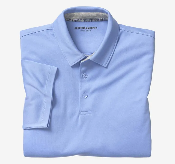 Johnston and Murphy Liquid Cotton Polo Blue Men Polos and Tees