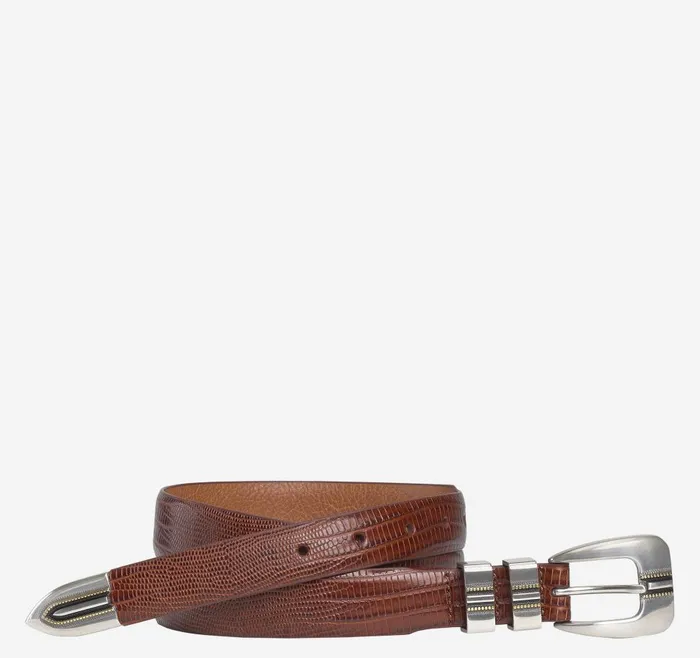Johnston and Murphy LizardGrain Ranger Belt Cognac Men Belts