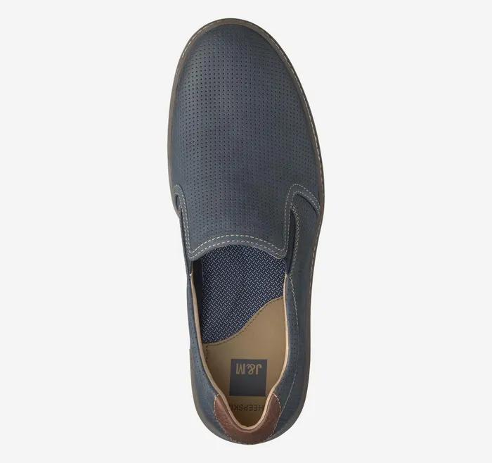 Johnston and Murphy McGuffey SlipOn Navy Perfed Oiled Leather Men SlipOns Johnston and Murphy McGuffey SlipOn Navy Perfed Oiled Leather Men SlipOns