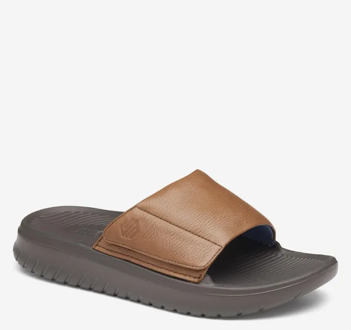 Johnston and Murphy Oasis Slide Tan Full Grain Men Sandals