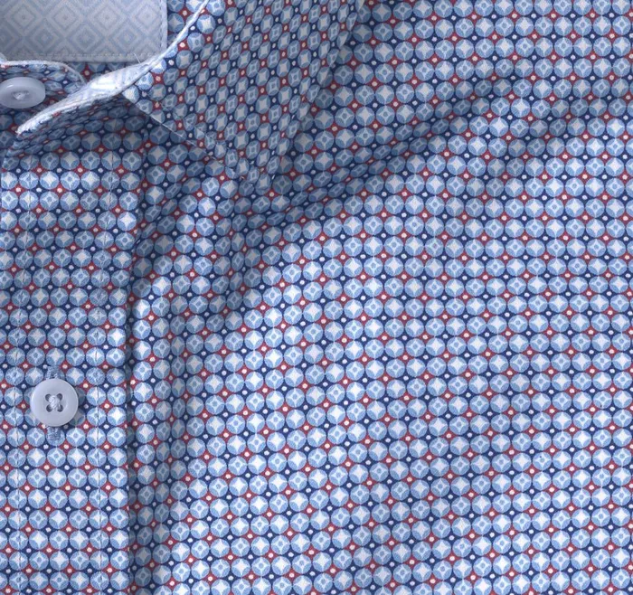 Johnston and Murphy Printed Cotton Shirt Blue Circle Star Nautical Men Shirts Johnston and Murphy Printed Cotton Shirt Blue Circle Star Nautical Men Shirts