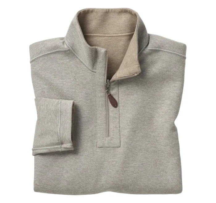 Johnston and Murphy Reversible Solid QuarterZip Oatmeallight Gray Men Sweaters and Knits Johnston and Murphy Reversible Solid QuarterZip Oatmeallight Gray Men Sweaters and Knits