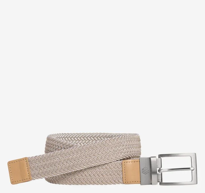 Johnston and Murphy Reversible StretchWoven Belt Dark Taupewhite Men Belts