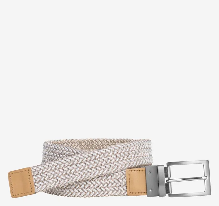 Johnston and Murphy Reversible StretchWoven Belt Dark Taupewhite Men Belts Johnston and Murphy Reversible StretchWoven Belt Dark Taupewhite Men Belts