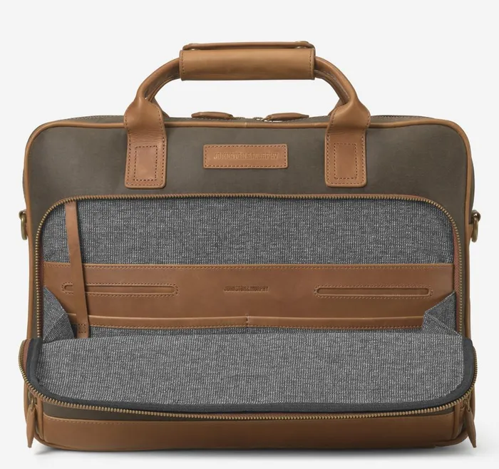 Johnston and Murphy Rhodes Briefcase Brown Antique Cotton Tan Full Grain Men Backpacks and Briefcases Johnston and Murphy Rhodes Briefcase Brown Antique Cotton Tan Full Grain Men Backpacks and Briefcases