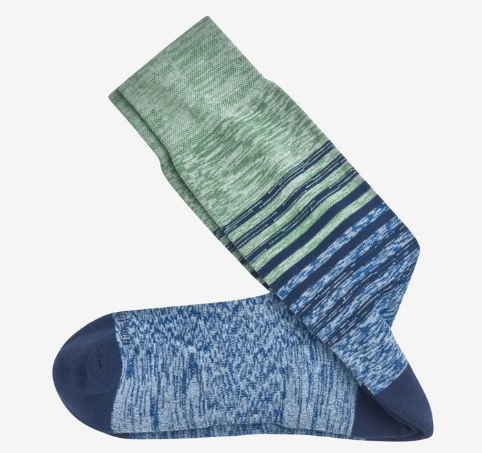 Johnston and Murphy SpaceDyed Stripe Socks Mint Green Men Socks