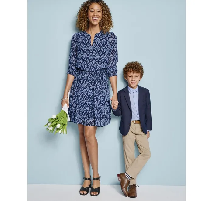 Johnston and Murphy Tiered VNeck Print Dress Navy Knit Women Dresses and Jumpsuits Johnston and Murphy Tiered VNeck Print Dress Navy Knit Women Dresses and Jumpsuits
