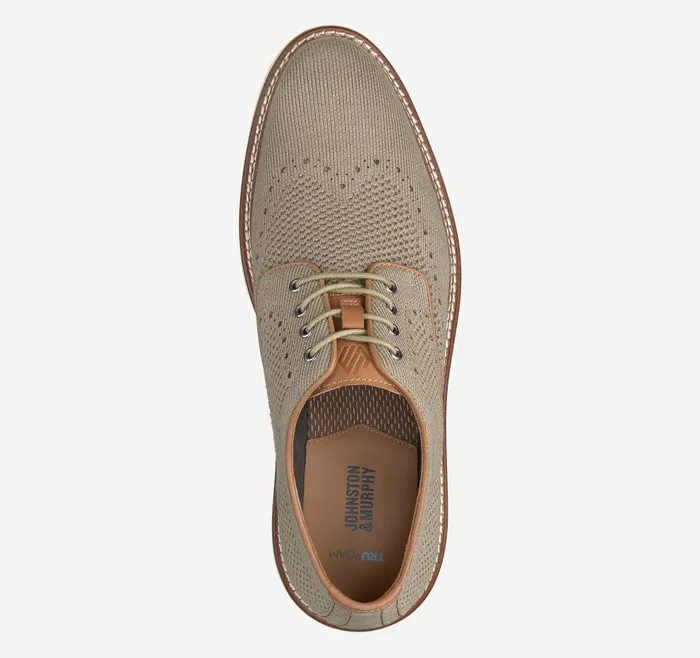 Johnston and Murphy Upton Knit Wingtip Taupe Heathered Knit Men LaceUps Johnston and Murphy Upton Knit Wingtip Taupe Heathered Knit Men LaceUps
