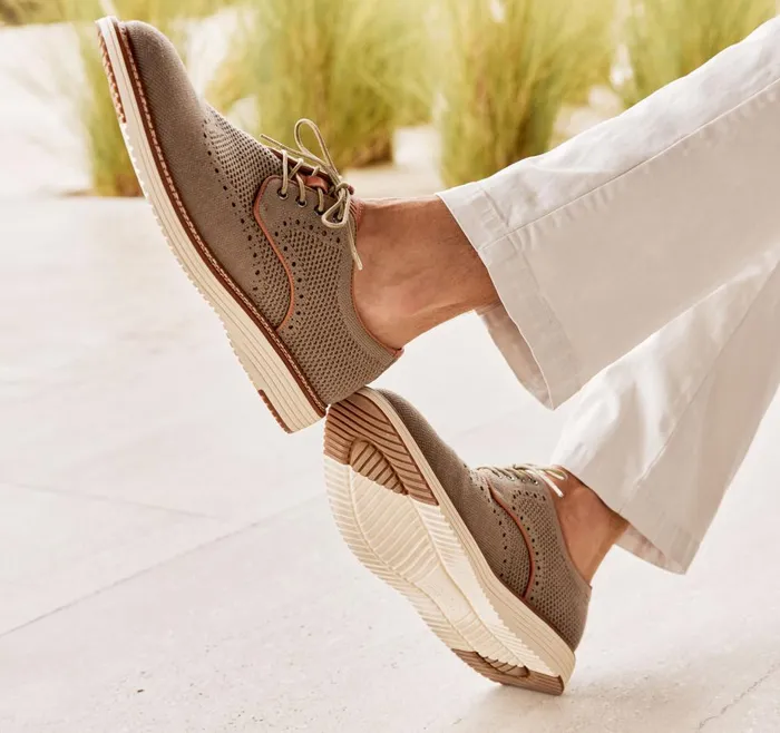 Johnston and Murphy Upton Knit Wingtip Taupe Heathered Knit Men LaceUps Johnston and Murphy Upton Knit Wingtip Taupe Heathered Knit Men LaceUps