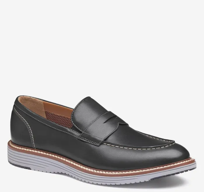 Johnston and Murphy Upton Penny Black Full Grain Men SlipOns