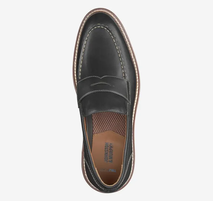Johnston and Murphy Upton Penny Black Full Grain Men SlipOns Johnston and Murphy Upton Penny Black Full Grain Men SlipOns