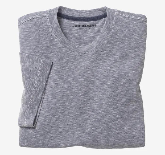 Johnston and Murphy Vintage Slub Crewneck Tee Indigo Men Polos and Tees