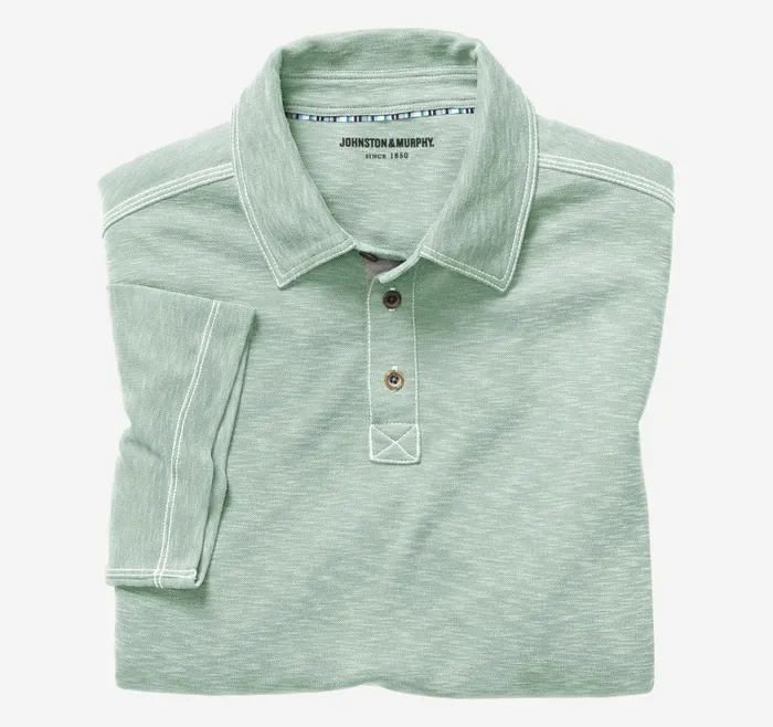 Johnston and Murphy Vintage Slub Polo Mint Men Polos and Tees