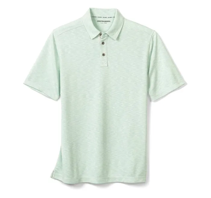 Johnston and Murphy Vintage Slub Polo Mint Men Polos and Tees Johnston and Murphy Vintage Slub Polo Mint Men Polos and Tees