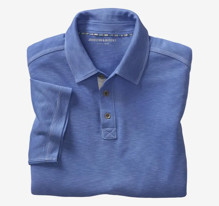 Johnston and Murphy Vintage Slub Polo Royal Men Polos and Tees