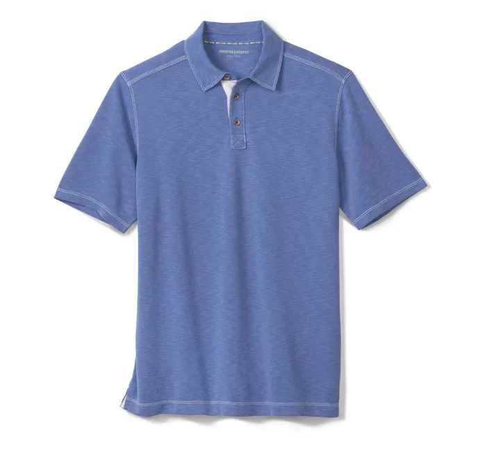 Johnston and Murphy Vintage Slub Polo Royal Men Polos and Tees Johnston and Murphy Vintage Slub Polo Royal Men Polos and Tees