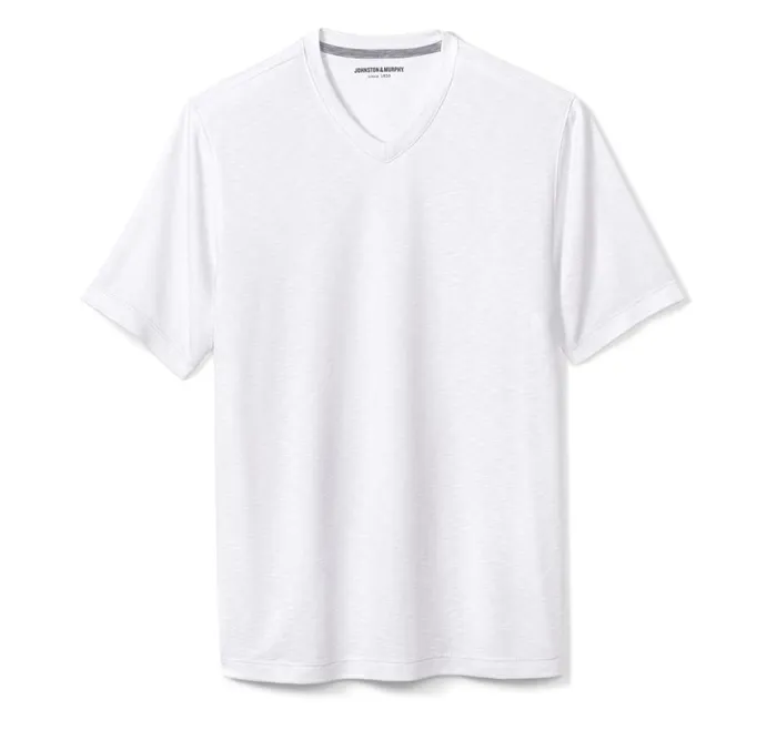 Johnston and Murphy Vintage Slub VNeck Tee White Men Polos and Tees Johnston and Murphy Vintage Slub VNeck Tee White Men Polos and Tees