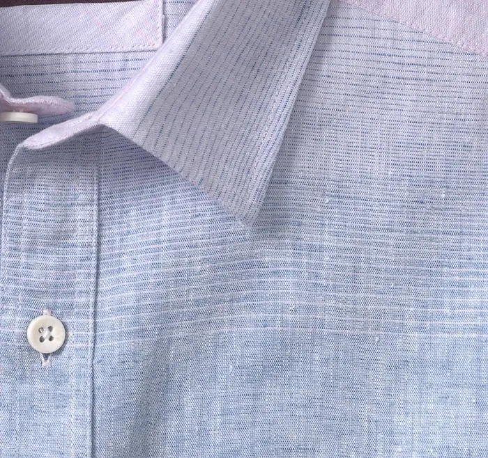 Johnston and Murphy Washed LinenBlend Shirt Blue Multi Ombre Men Shirts Johnston and Murphy Washed LinenBlend Shirt Blue Multi Ombre Men Shirts