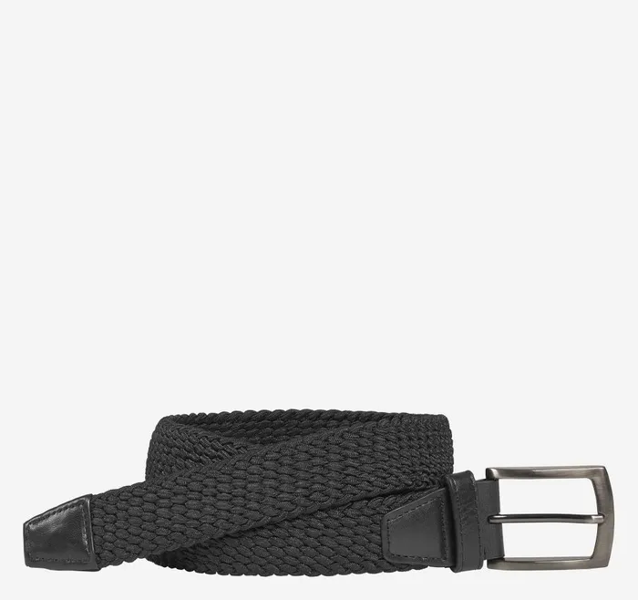 Johnston and Murphy Woven StretchKnit Belt Black Men Belts