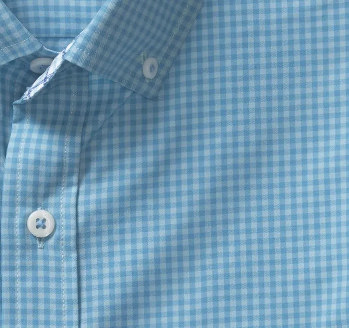 Johnston and Murphy XC4 LongSleeve StretchWoven Shirt Bluelight Blue Gingham Men Shirts Johnston and Murphy XC4 LongSleeve StretchWoven Shirt Bluelight Blue Gingham Men Shirts