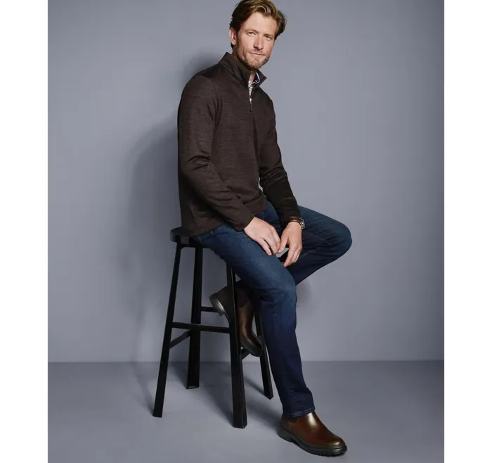 Johnston and Murphy XC4 Nylon Trim QuarterZip Brown Men Sweaters and Knits Johnston and Murphy XC4 Nylon Trim QuarterZip Brown Men Sweaters and Knits