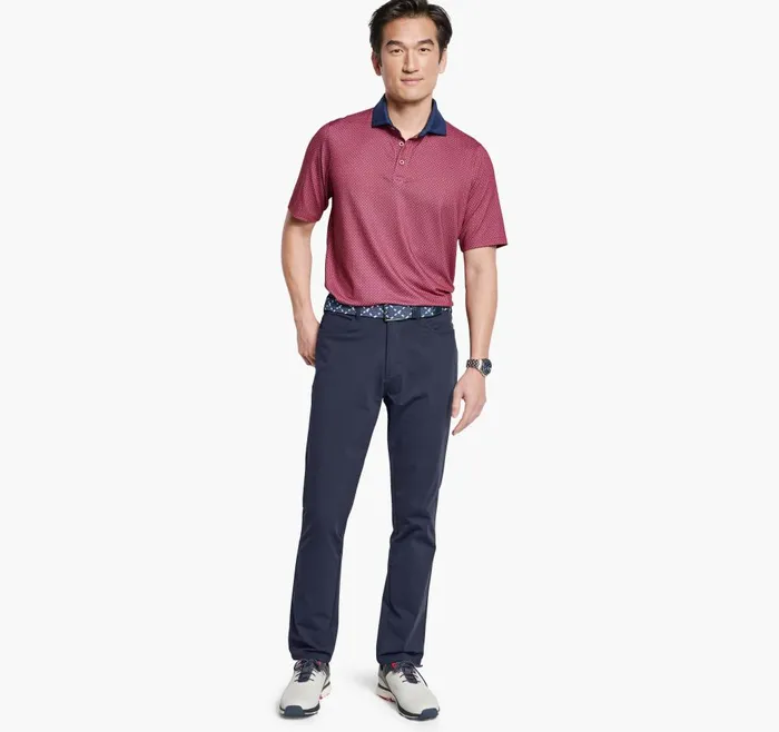 Johnston and Murphy XC4 Performance Print Polo Cool Degree Red Medallion Men Polos and Tees Johnston and Murphy XC4 Performance Print Polo Cool Degree Red Medallion Men Polos and Tees