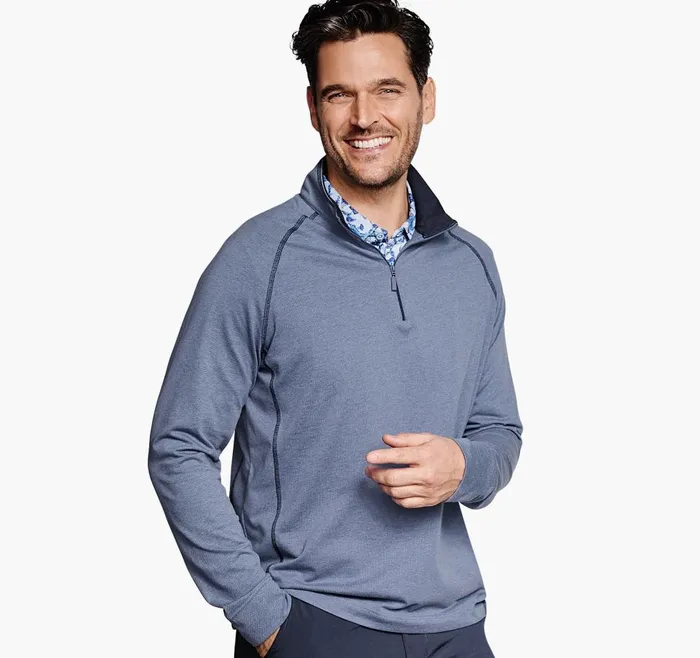 Johnston and Murphy XC4 Raglan QuarterZip Blue Men Sweaters and Knits