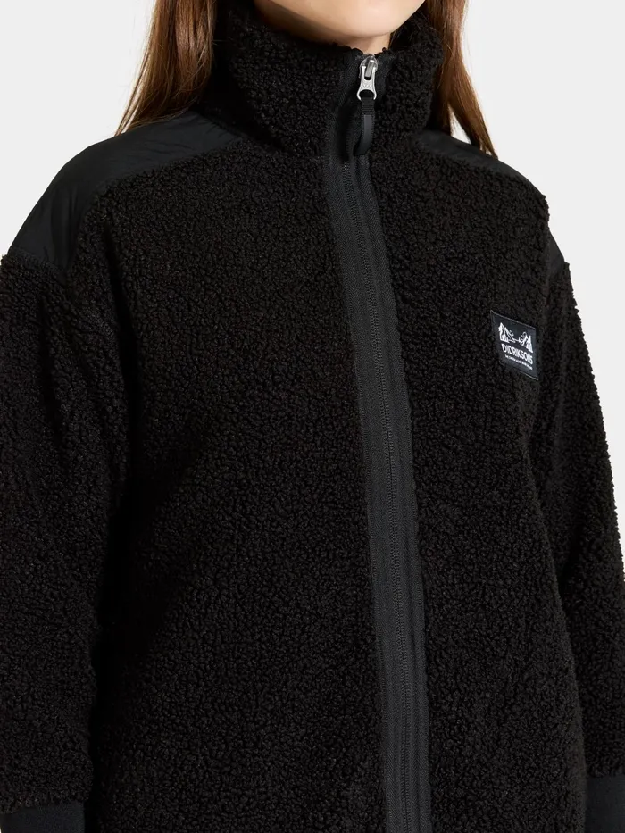 Kids Ampere FullZip Long Black Didriksons Fleece and Midlayers