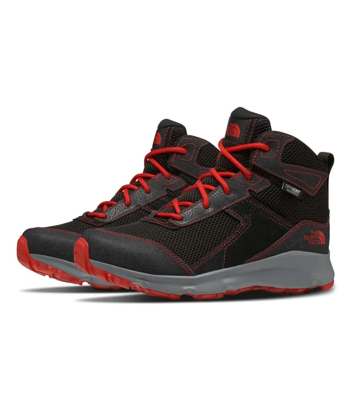 Kids Jr Hedgehog Hiker II Mid WP Tnf Blackfiery Red The North Face Shoes