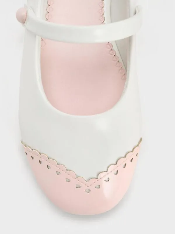 Kids Marianne Girls039 TwoTone Heart Mary Jane Flats 8211 White CHARLES and KEITH Shoes Kids Marianne Girls039 TwoTone Heart Mary Jane Flats 8211 White CHARLES and KEITH Shoes