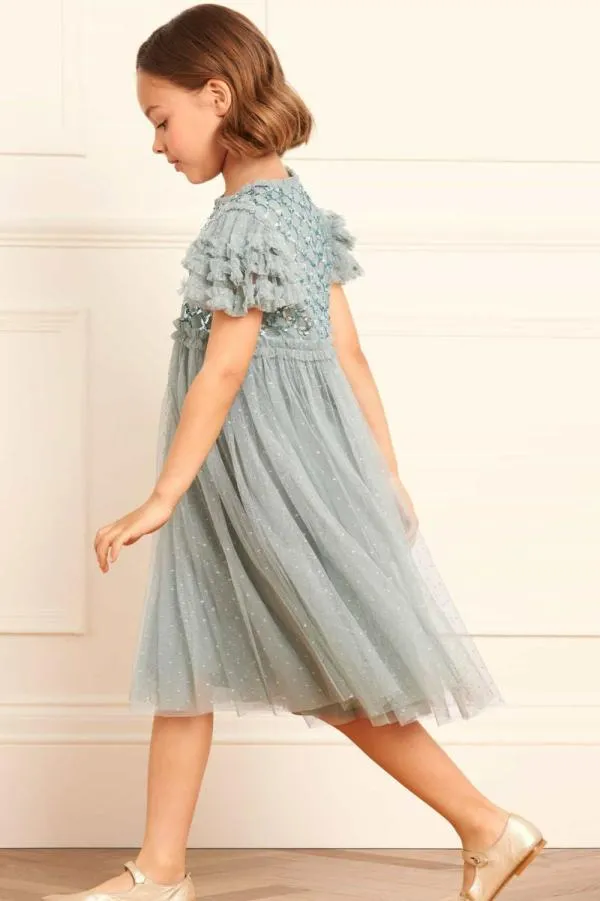 KIDS Needle and Thread Heart Lattice Bodice Kids Dress Green KIDS Needle and Thread Heart Lattice Bodice Kids Dress Green