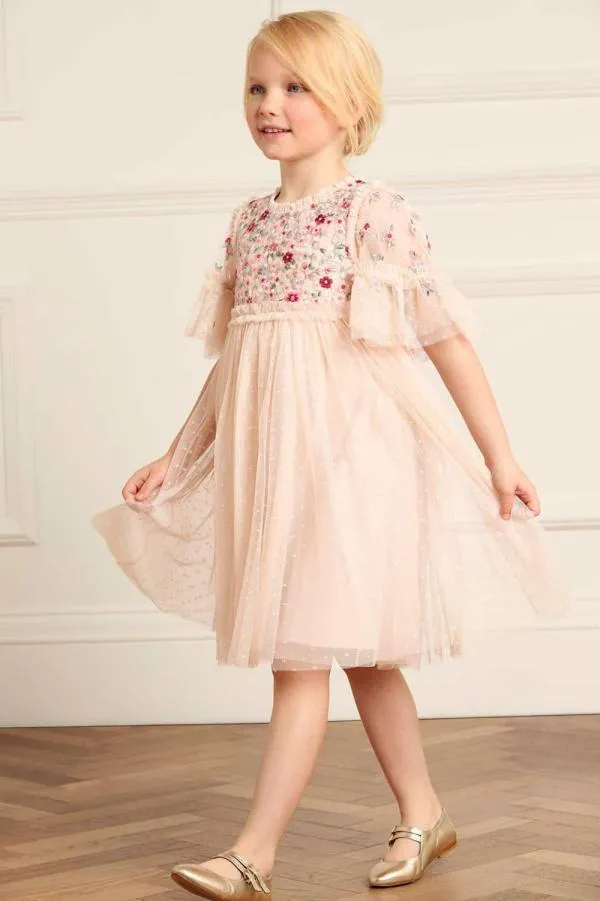 KIDS Needle and Thread Lunaria Wreath Bodice Kids Dress Beige