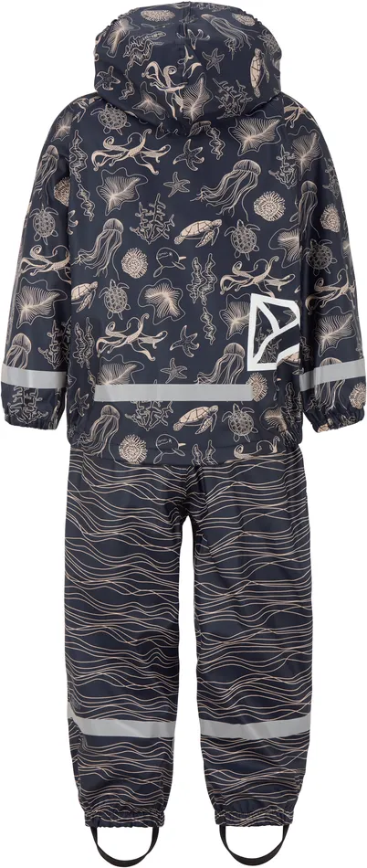 Kids Slaskeman Printed Set Ocean Navy Didriksons Unlined Rain Set