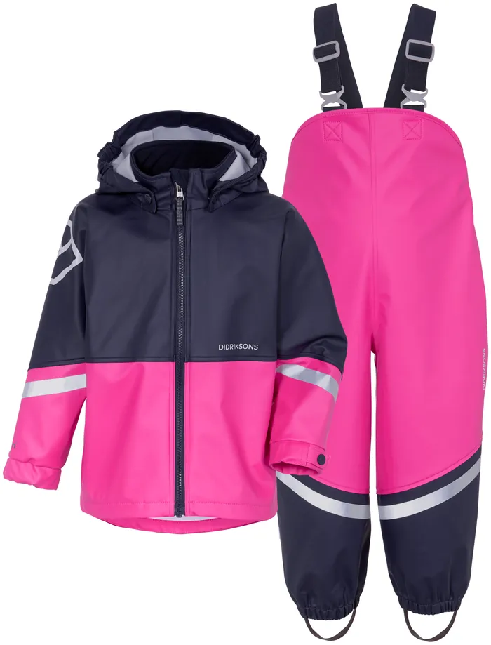 Kids Waterman Kid039s Set Classic Plastic Pink Didriksons Unlined Rain Set