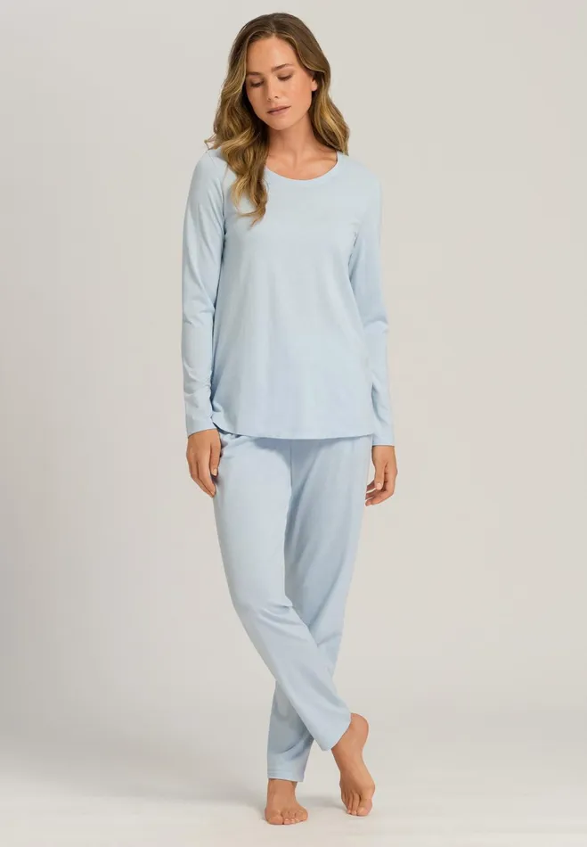 Knit Long Pant Misty Blue Women HANRO Pajama Bottoms